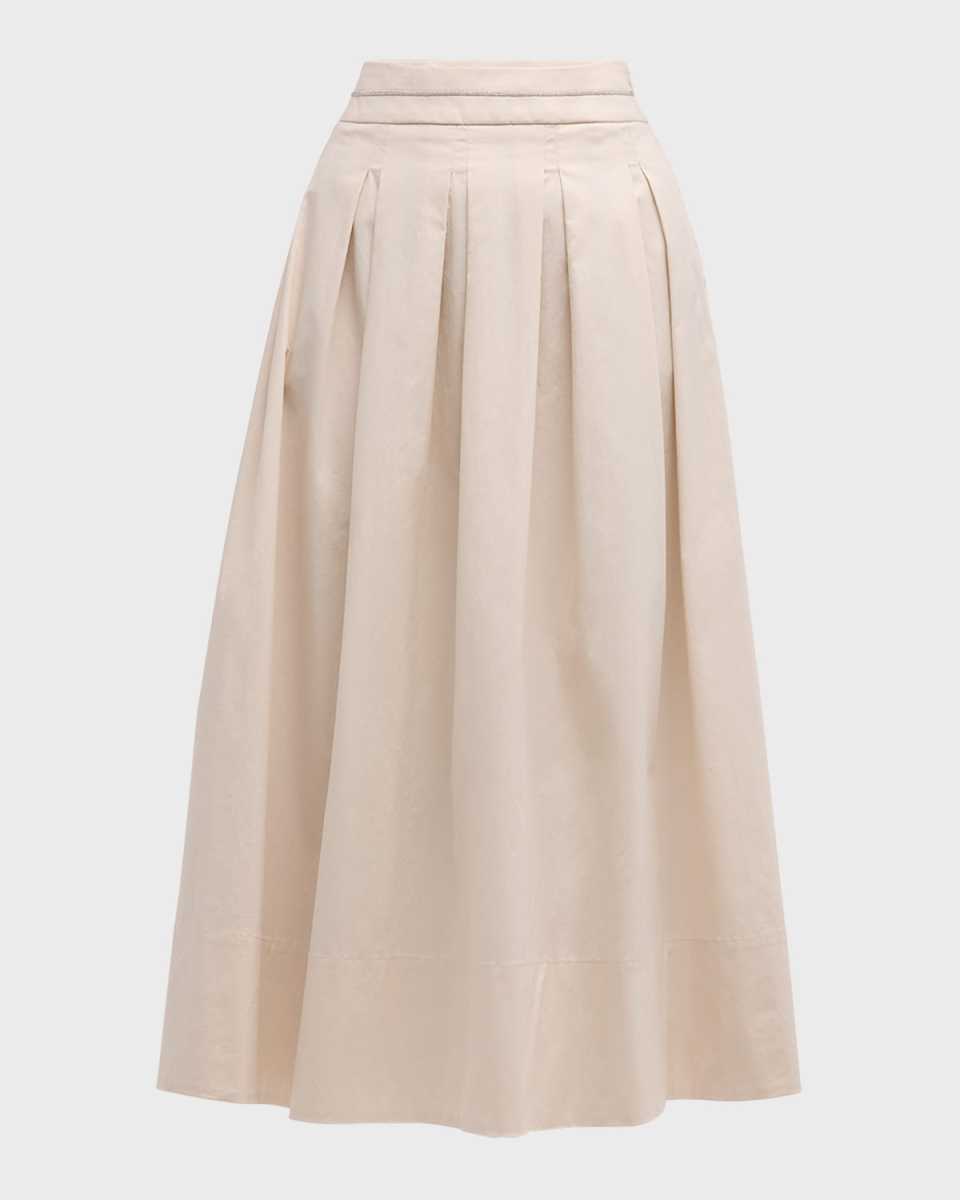 Pleated A-Line Midi Skirt